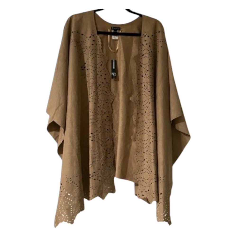 New Directions Curvy One Size Faux Suede Cape